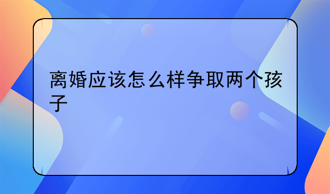 离婚应该怎么样争取两个孩子