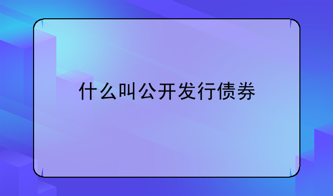 什么叫公开发行债券