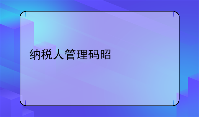纳税人管理码是什么