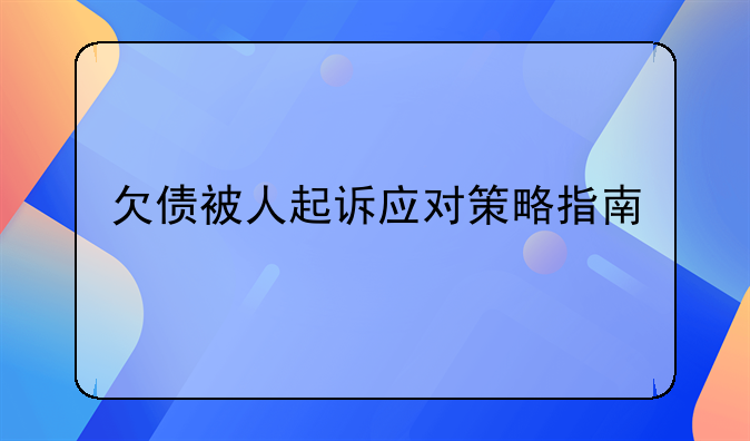 欠债被人起诉应对策略指南