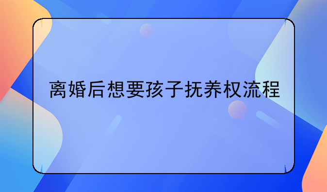 离婚后想要孩子抚养权流程
