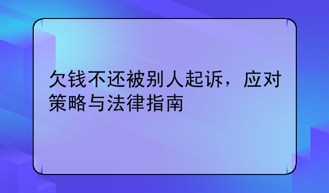 欠钱不还被别人起诉，应对策略与法律指南