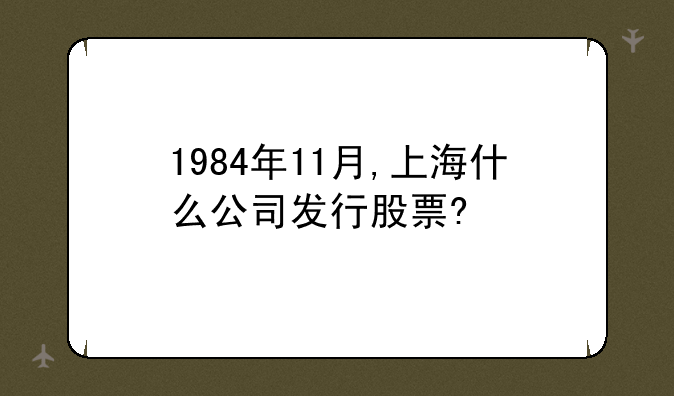 1984年11月,上海什么公司发行股票?