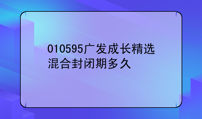 010595广发成长精选混合封闭期多久