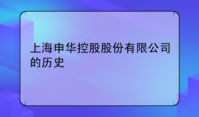 上海申华控股股份有限公司的历史