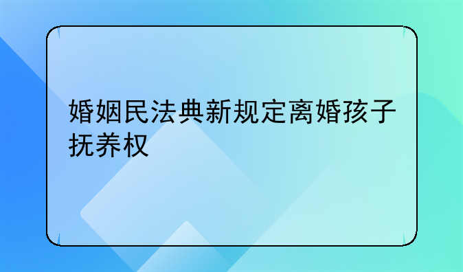 婚姻民法典新规定离婚孩子抚养权