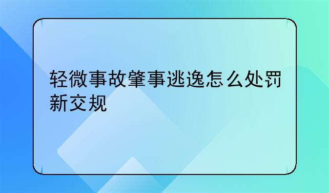 轻微事故肇事逃逸怎么处罚新交规