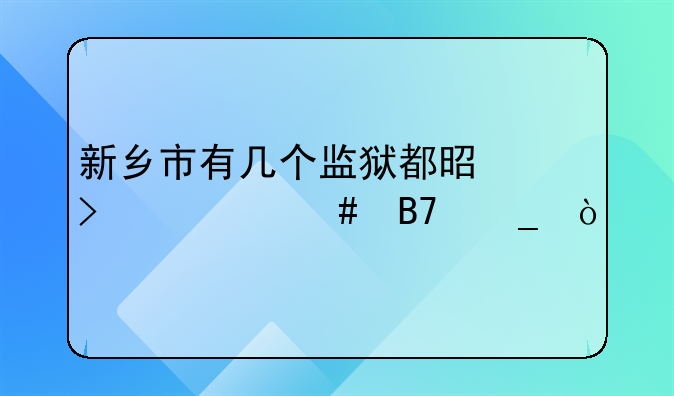 新乡市有几个监狱都是叫什么名字？