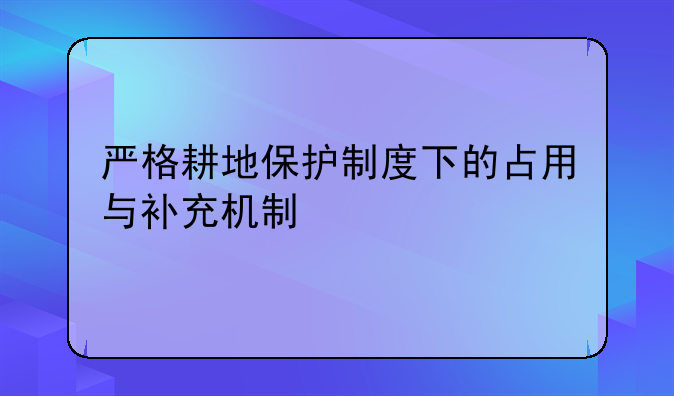 严格耕地保护制度下的占用与补充机制