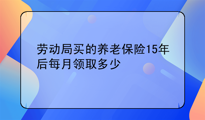 劳动局买的养老保险15年后每月领取多少