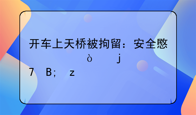 开车上天桥被拘留：安全意识缺失的严重后果