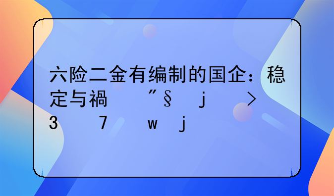 六险二金有编制的国企：稳定与福利的双重保障
