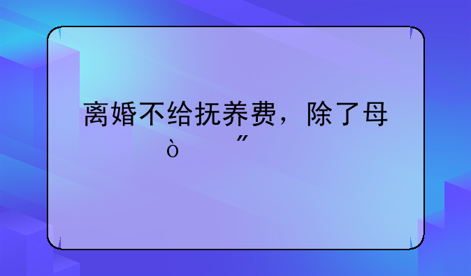 离婚不给抚养费，除了每年强制执行外，还有什么办法？
