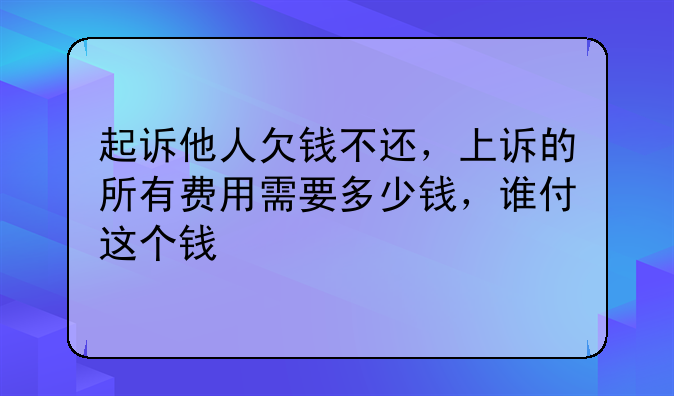 起诉他人欠钱不还，上诉的所有费用需要多少钱，谁付这个钱