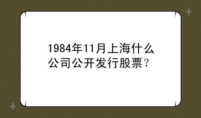 1984年11月上海什么公司公开发行股票？