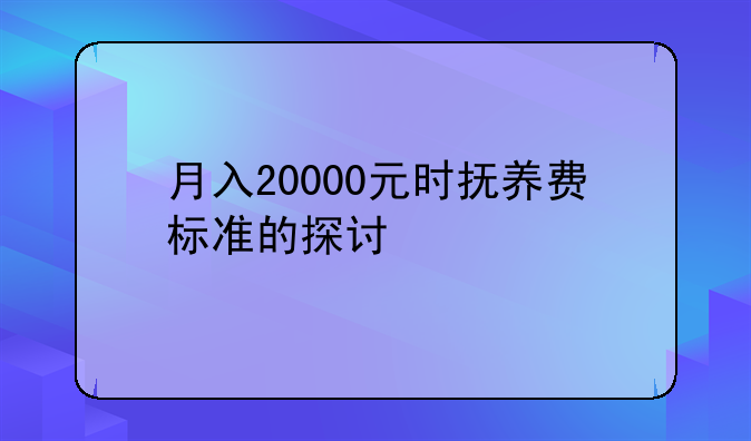 月入20000元时抚养费标准的探讨