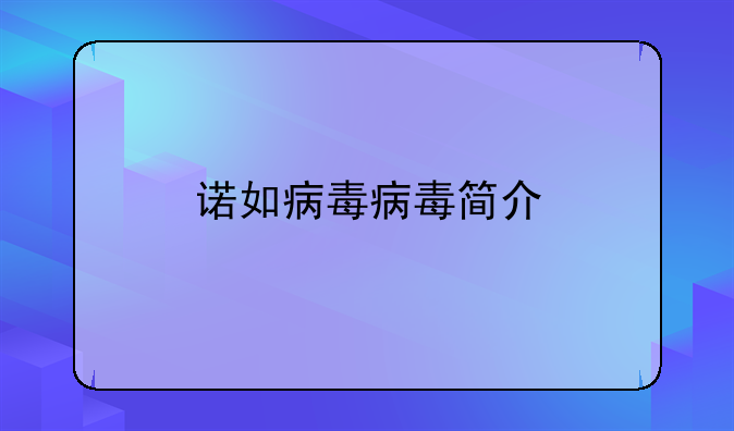 诺如病毒病毒简介