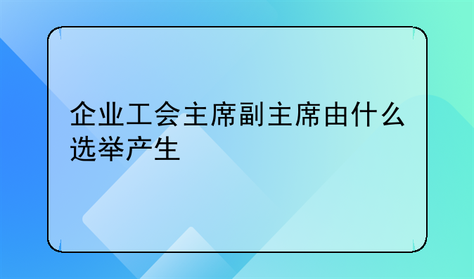 企业工会主席副主席由什么选举产生